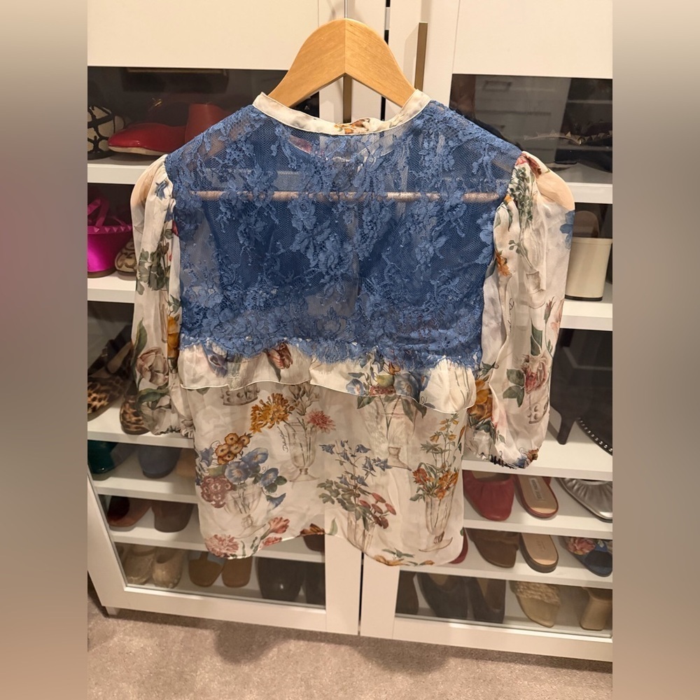 Dolce & Gabbana Floral and Lace Women's Top - Blue and Multicolor - Picture 6 of 7
